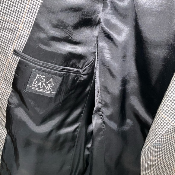 Jos. A. Bank 44R Black Gold Dark Drown Wool Silk Plaid Suit Blazer Jacket Coat - Picture 6 of 11